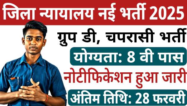 District Court New Vacancy 2025: जिला न्यायालय में ग्रुप डी और अन्य पदों पर भर्तीयां, 8वीं पास योग्य